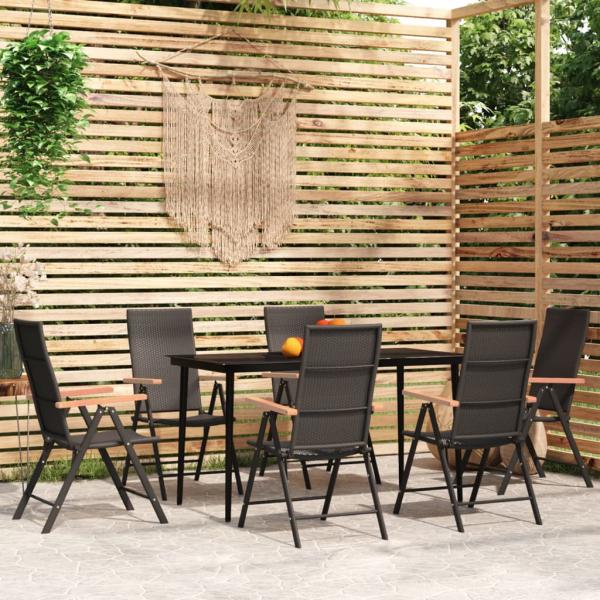 ARDEBO.de - 7-tlg. Garten-Essgruppe Schwarz