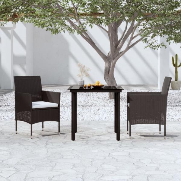 ARDEBO.de - 3-tlg. Garten-Essgruppe mit Kissen Schwarz