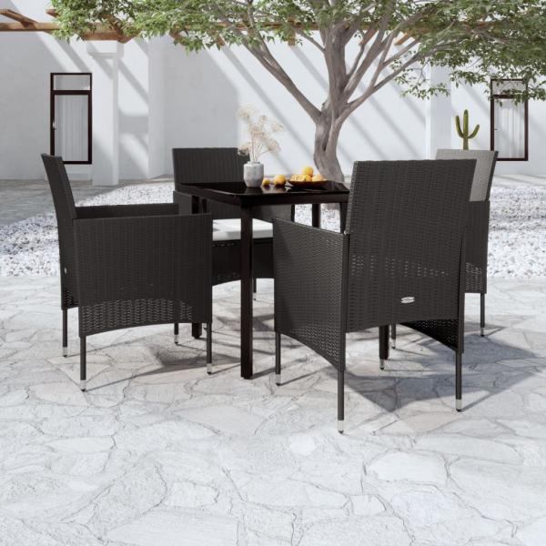 ARDEBO.de - 5-tlg. Garten-Essgruppe mit Kissen Schwarz