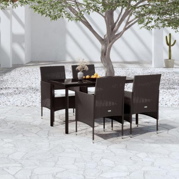 ARDEBO.de - 5-tlg. Garten-Essgruppe mit Kissen Schwarz