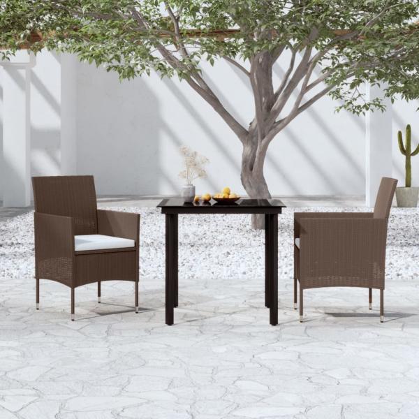 ARDEBO.de - 3-tlg. Garten-Essgruppe mit Kissen Braun und Schwarz