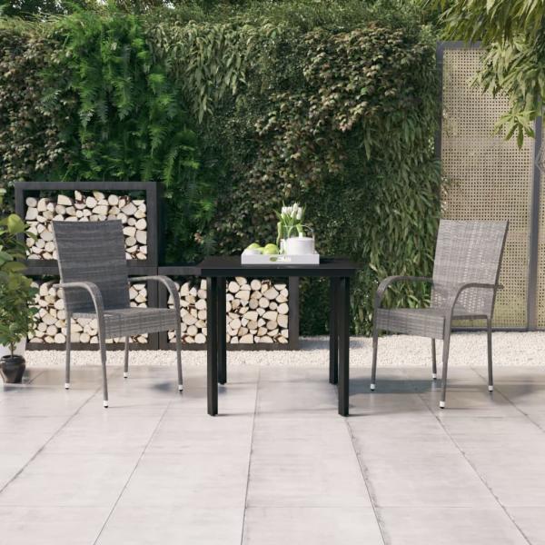 ARDEBO.de - 3-tlg. Garten-Essgruppe Grau und Schwarz