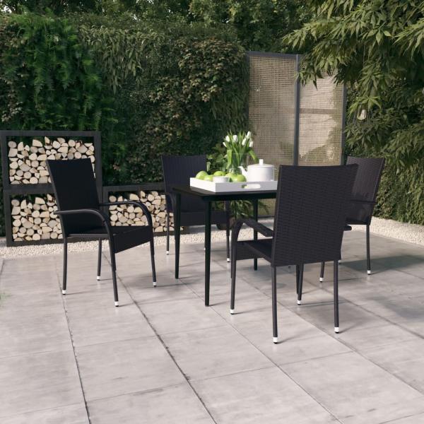 ARDEBO.de - 5-tlg. Garten-Essgruppe Schwarz