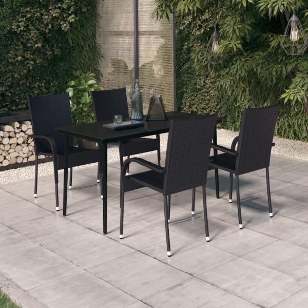 ARDEBO.de - 5-tlg. Garten-Essgruppe Schwarz