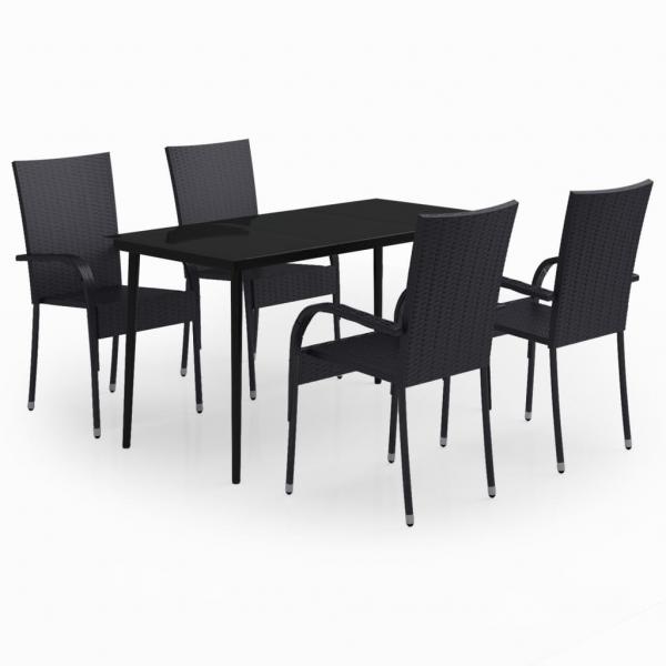 5-tlg. Garten-Essgruppe Schwarz