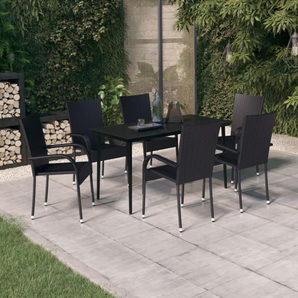 ARDEBO.de - 7-tlg. Garten-Essgruppe Schwarz