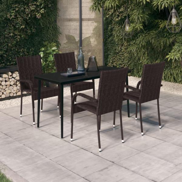 ARDEBO.de - 5-tlg. Garten-Essgruppe Braun und Schwarz