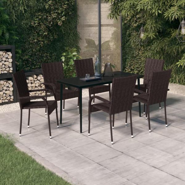ARDEBO.de - 7-tlg. Garten-Essgruppe Braun und Schwarz