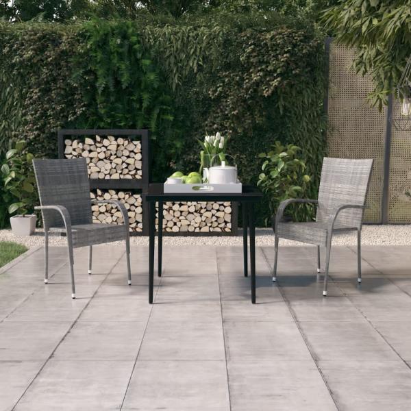 ARDEBO.de - 3-tlg. Garten-Essgruppe Grau und Schwarz