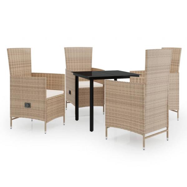 5-tlg. Garten-Essgruppe mit Kissen Beige
