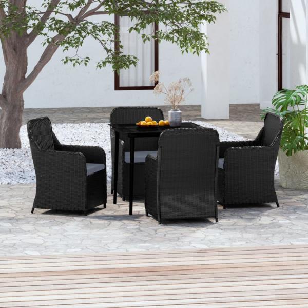ARDEBO.de - 5-tlg. Garten-Essgruppe mit Kissen Schwarz