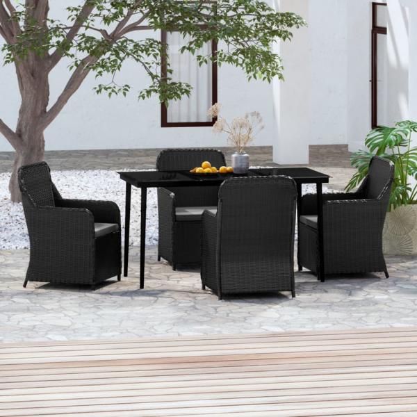 ARDEBO.de - 5-tlg. Garten-Essgruppe mit Kissen Schwarz