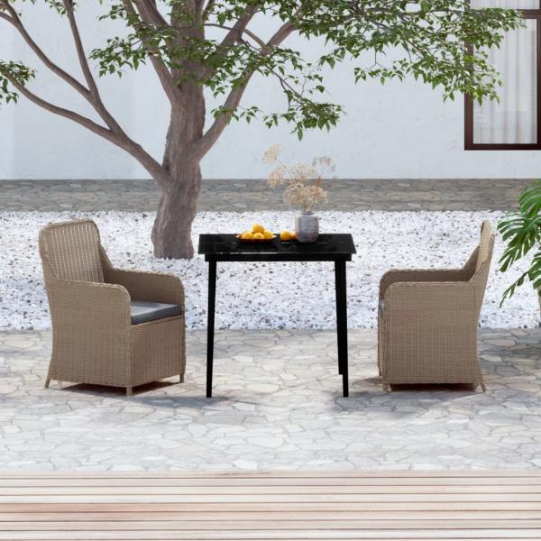 ARDEBO.de - 3-tlg. Garten-Essgruppe mit Kissen Braun