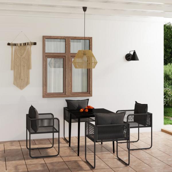 ARDEBO.de - 5-tlg. Garten-Essgruppe Schwarz