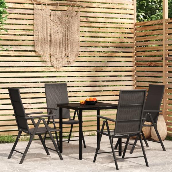 ARDEBO.de - 5-tlg. Garten-Essgruppe Schwarz
