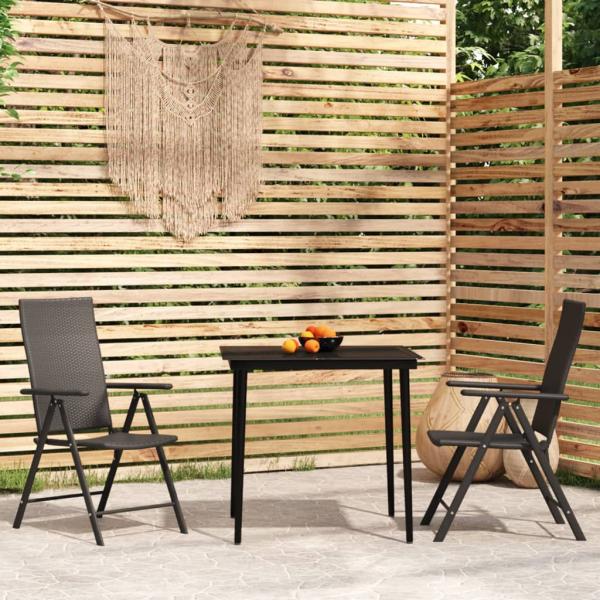 ARDEBO.de - 3-tlg. Garten-Essgruppe Schwarz