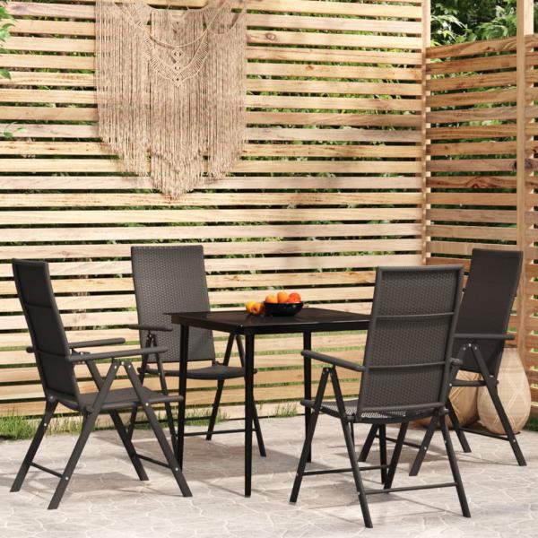 ARDEBO.de - 5-tlg. Garten-Essgruppe Schwarz