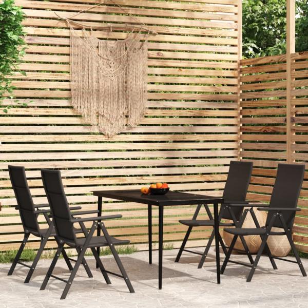 ARDEBO.de - 5-tlg. Garten-Essgruppe Schwarz