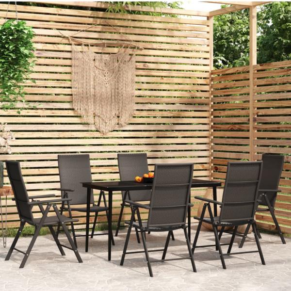 ARDEBO.de - 7-tlg. Garten-Essgruppe Schwarz