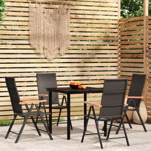 ARDEBO.de - 5-tlg. Garten-Essgruppe Schwarz