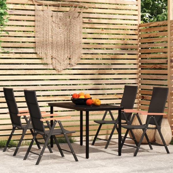 ARDEBO.de - 5-tlg. Garten-Essgruppe Schwarz
