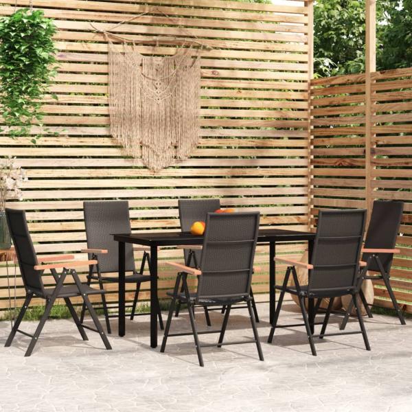 ARDEBO.de - 7-tlg. Garten-Essgruppe Schwarz
