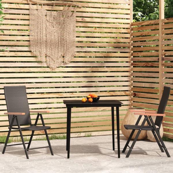 ARDEBO.de - 3-tlg. Garten-Essgruppe Schwarz
