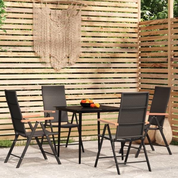 ARDEBO.de - 5-tlg. Garten-Essgruppe Schwarz