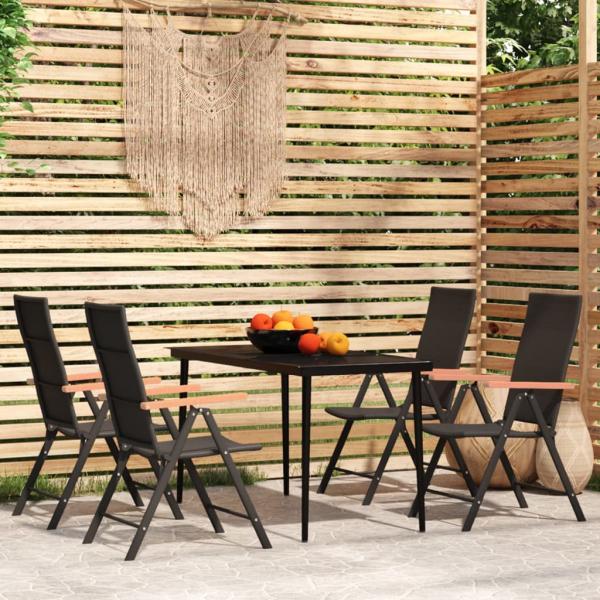 ARDEBO.de - 5-tlg. Garten-Essgruppe Schwarz