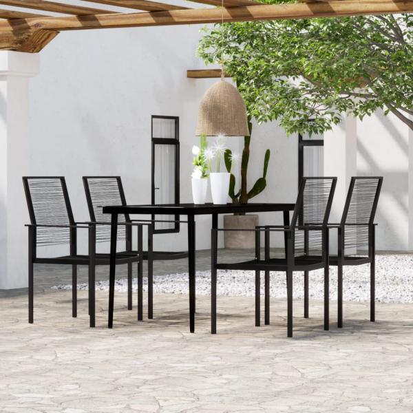 ARDEBO.de - 5-tlg. Garten-Essgruppe Schwarz