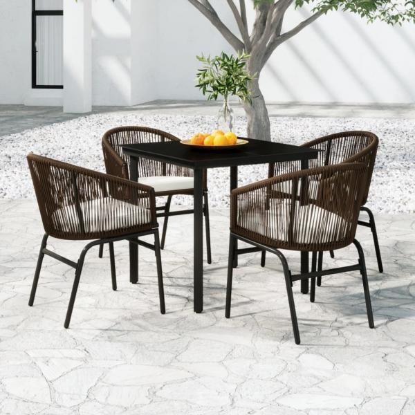 ARDEBO.de - 5-tlg. Garten-Essgruppe Braun