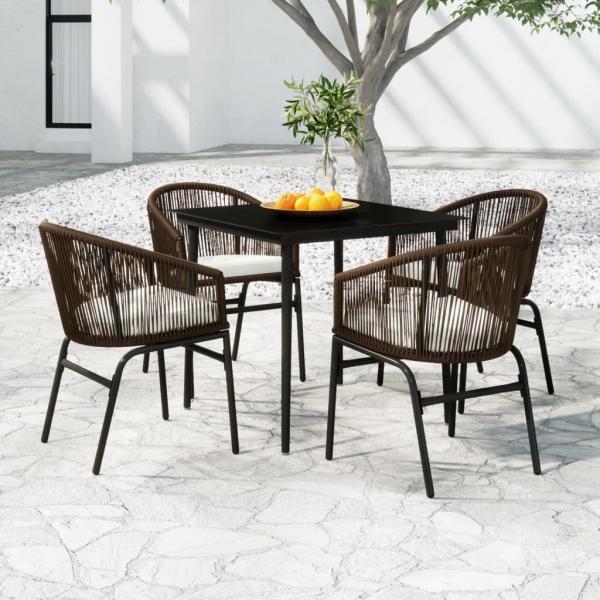 ARDEBO.de - 5-tlg. Garten-Essgruppe Braun