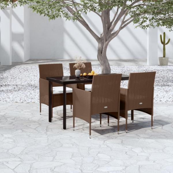 ARDEBO.de - 5-tlg. Garten-Essgruppe mit Kissen Braun und Schwarz