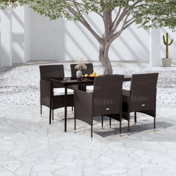 ARDEBO.de - 5-tlg. Garten-Essgruppe mit Kissen Schwarz