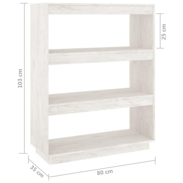 Bücherregal/Raumteiler Weiß 80x35x103 cm Massivholz Kiefer