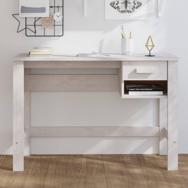 ARDEBO.de - Schreibtisch HAMAR Weiß 110x40x75 cm Massivholz Kiefer