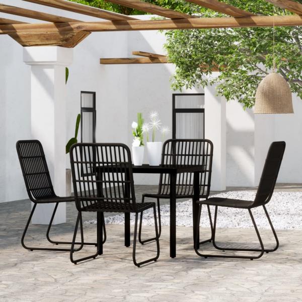 ARDEBO.de - 5-tlg. Garten-Essgruppe Schwarz