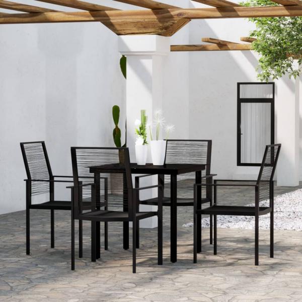ARDEBO.de - 5-tlg. Garten-Essgruppe Schwarz