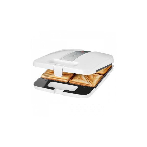 Clatronic ST 3629 Sandwichtoaster, 1400W, Antihaftbeschichtung, Dreieckige Sandwichplatten, weiß/edelstahl (263736)