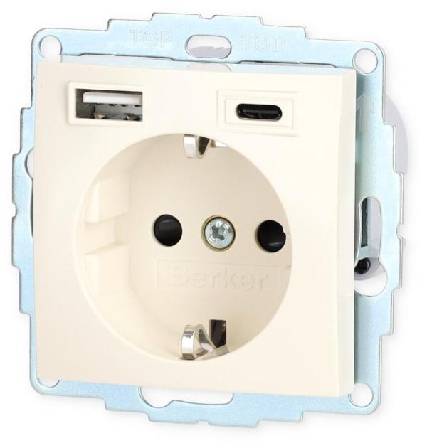 Berker 48048982 Steckdose SCHUKO/USB A-C S.1, weiß glänzend
