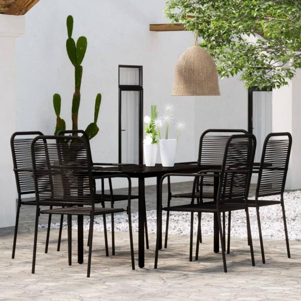 ARDEBO.de - 7-tlg. Garten-Essgruppe Schwarz