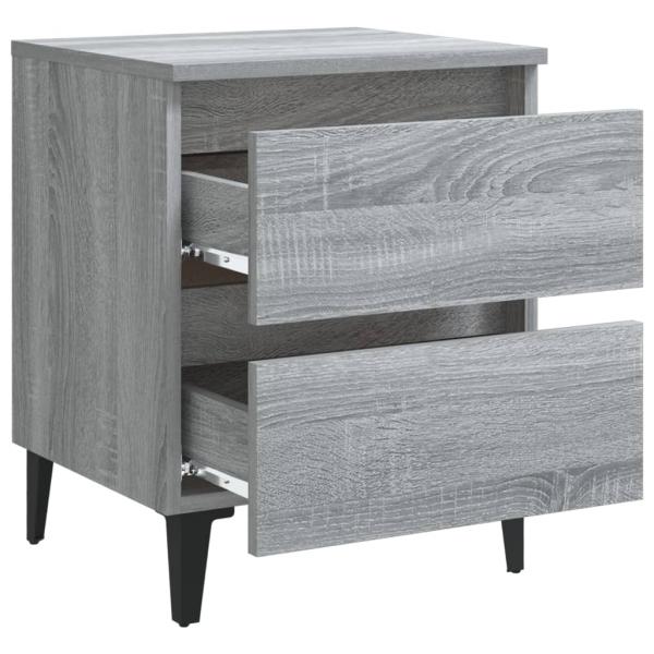 Nachttische mit Metallbeinen 2 Stk. Grau Sonoma 40x35x50 cm