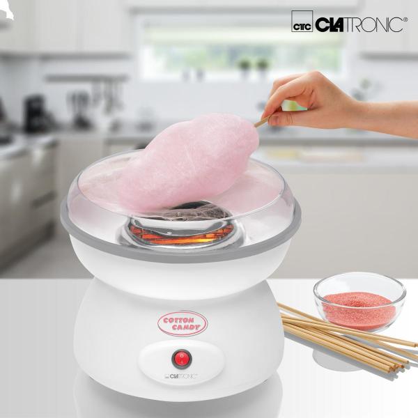Clatronic ZWM 3478 Zuckerwatte-Maker, 500W, transparenter Spritzschutz, weiß (261661)