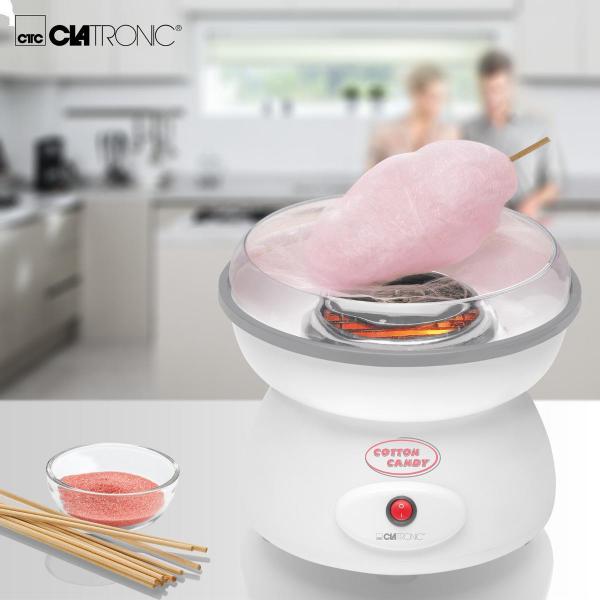 Clatronic ZWM 3478 Zuckerwatte-Maker, 500W, transparenter Spritzschutz, weiß (261661)