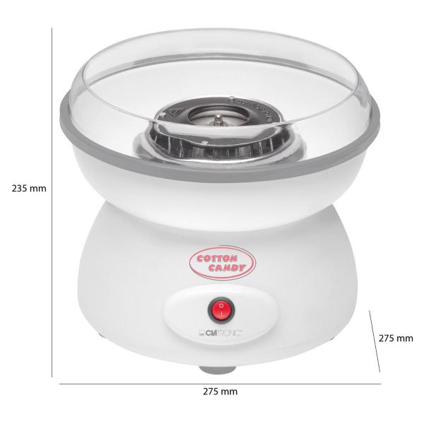 Clatronic ZWM 3478 Zuckerwatte-Maker, 500W, transparenter Spritzschutz, weiß (261661)