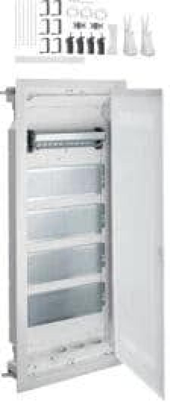 ARDEBO.de Hager VH60WWH Volta Multimedia Kleinverteiler, Hohlwand, 5-reihig, 60 PLE, IP30, mit geschlitzter Kunststofftür