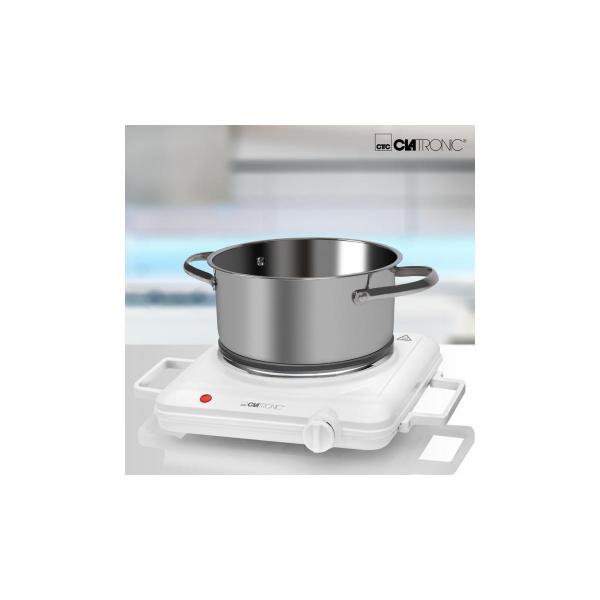 Clatronic EKP 3582 Einzelkochplatte, 1500W, Thermostat stufenlos regelbar, Überhitzungsschutz, weiß (271698)