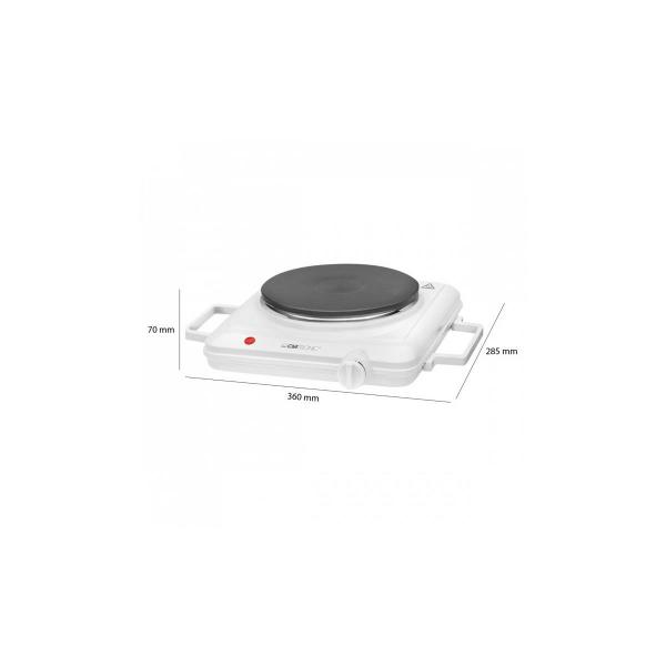 Clatronic EKP 3582 Einzelkochplatte, 1500W, Thermostat stufenlos regelbar, Überhitzungsschutz, weiß (271698)