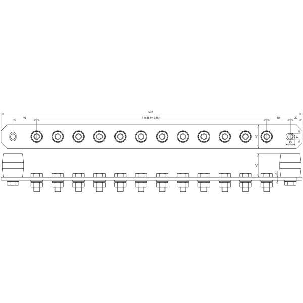 Dehn Potentialausgleichsschiene, 505x40x5mm, 39kA (472237)