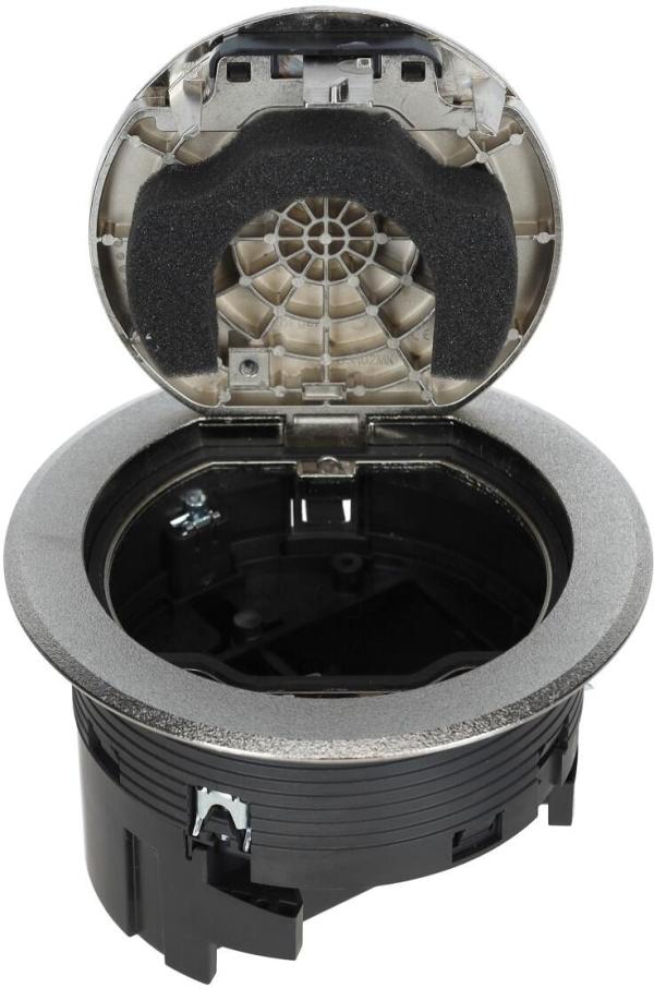 Hager BSR02D01 Installationsdose R02, 2x SCHUKO, Keystone Typ 01 2-f, Metall Klappdeckel silber